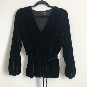 J. Crew Velvet Blouse With Tie - Size 12